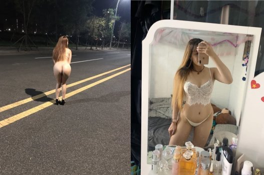 Em bồ dâm lột quần khoe lồn ngoài đường